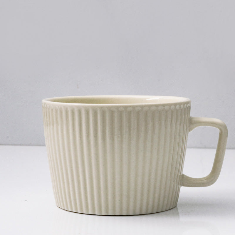 Vintage Style Ribbed Mug in Vanilla Steamer color.