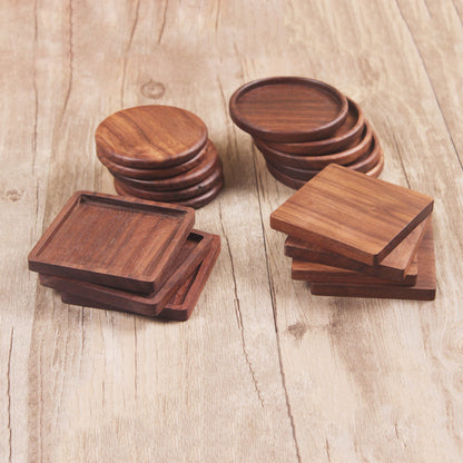 Modern Dark Colored Walnut Wood Coasters, both Circles and Squares, 2 styles available of each.