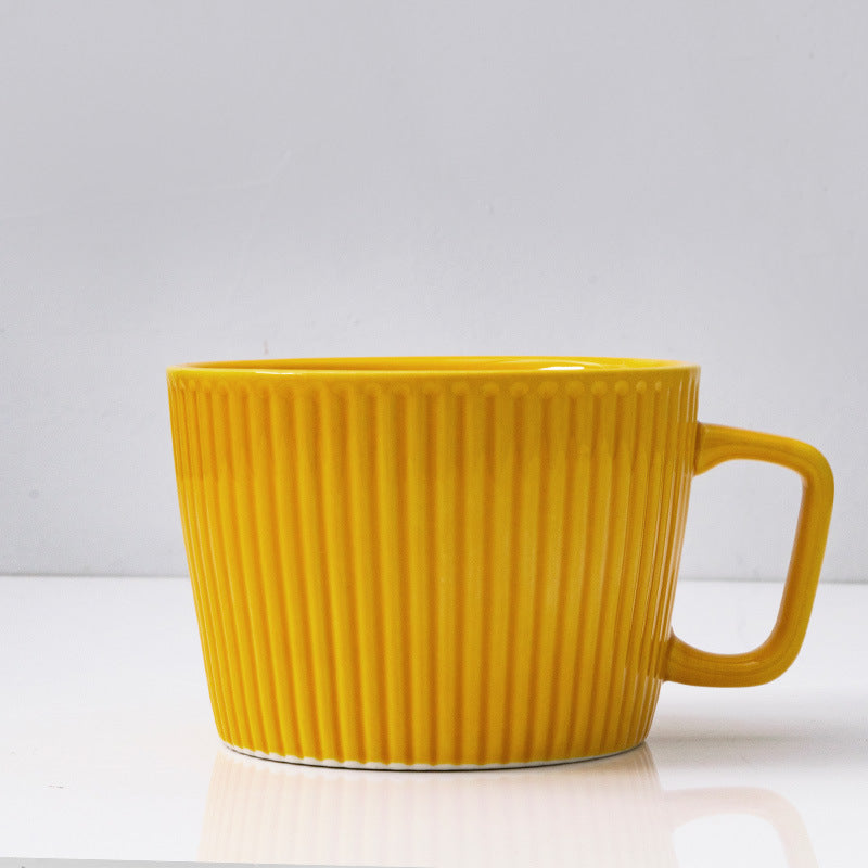 Vintage Style Ribbed Mug in Tumeric Latte color.