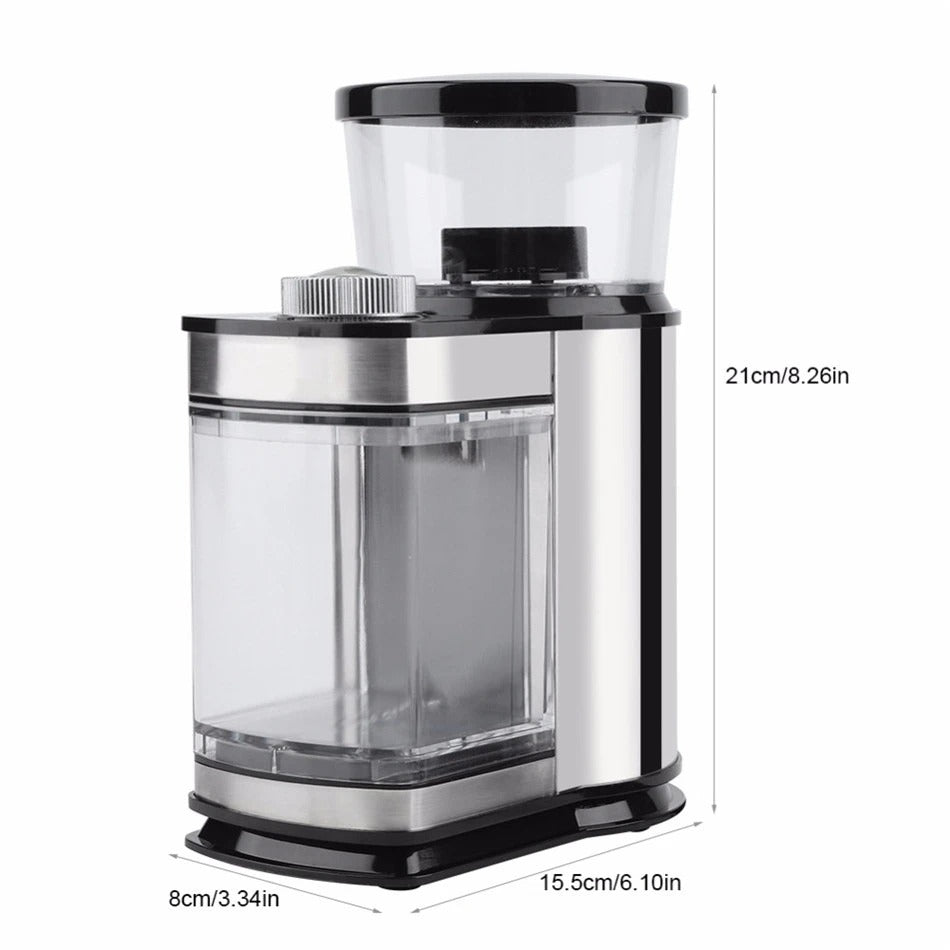 Electric Coffee Grinder with dimensions.