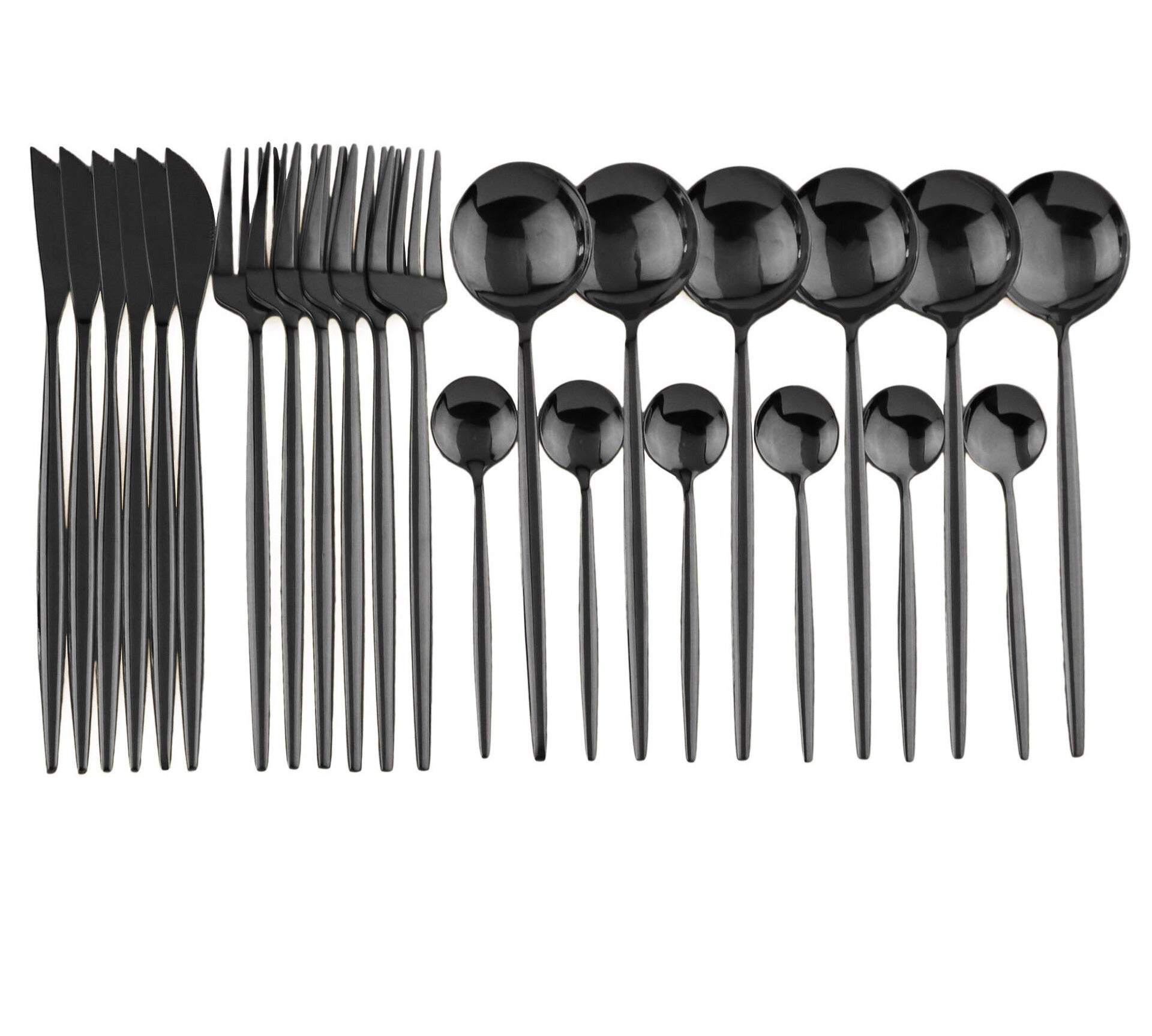 24 Piece Stainless Steel Cutlery Set in black