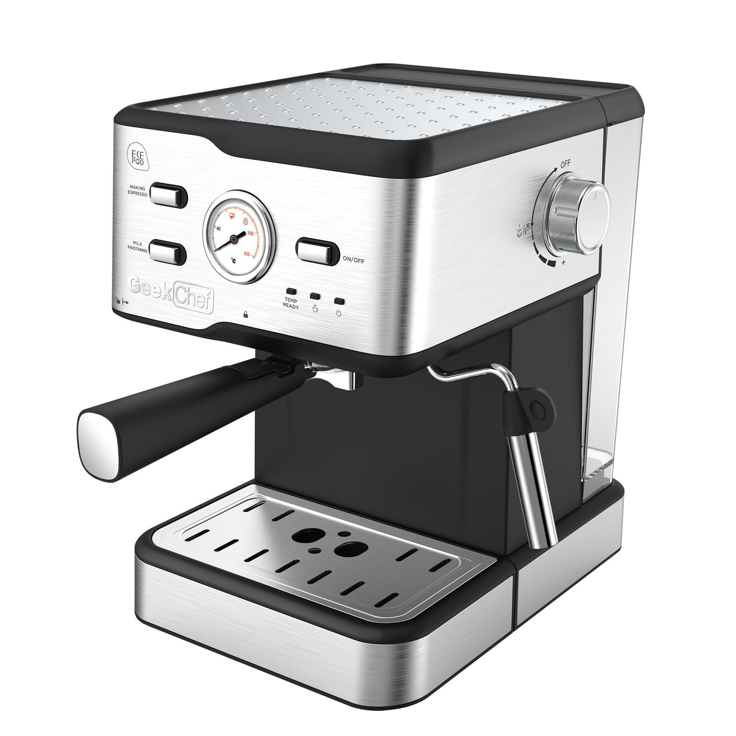 GEEK CHEF High Quality Espresso Machine | 20 Bar Pressure | Built-In Pressure Gauge Display