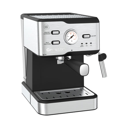 GEEK CHEF High Quality Espresso Machine | 20 Bar Pressure | Built-In Pressure Gauge Display