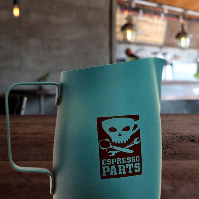 Stylish Barista Milk Pitcher with Cool Skull Design by Espresso Parts