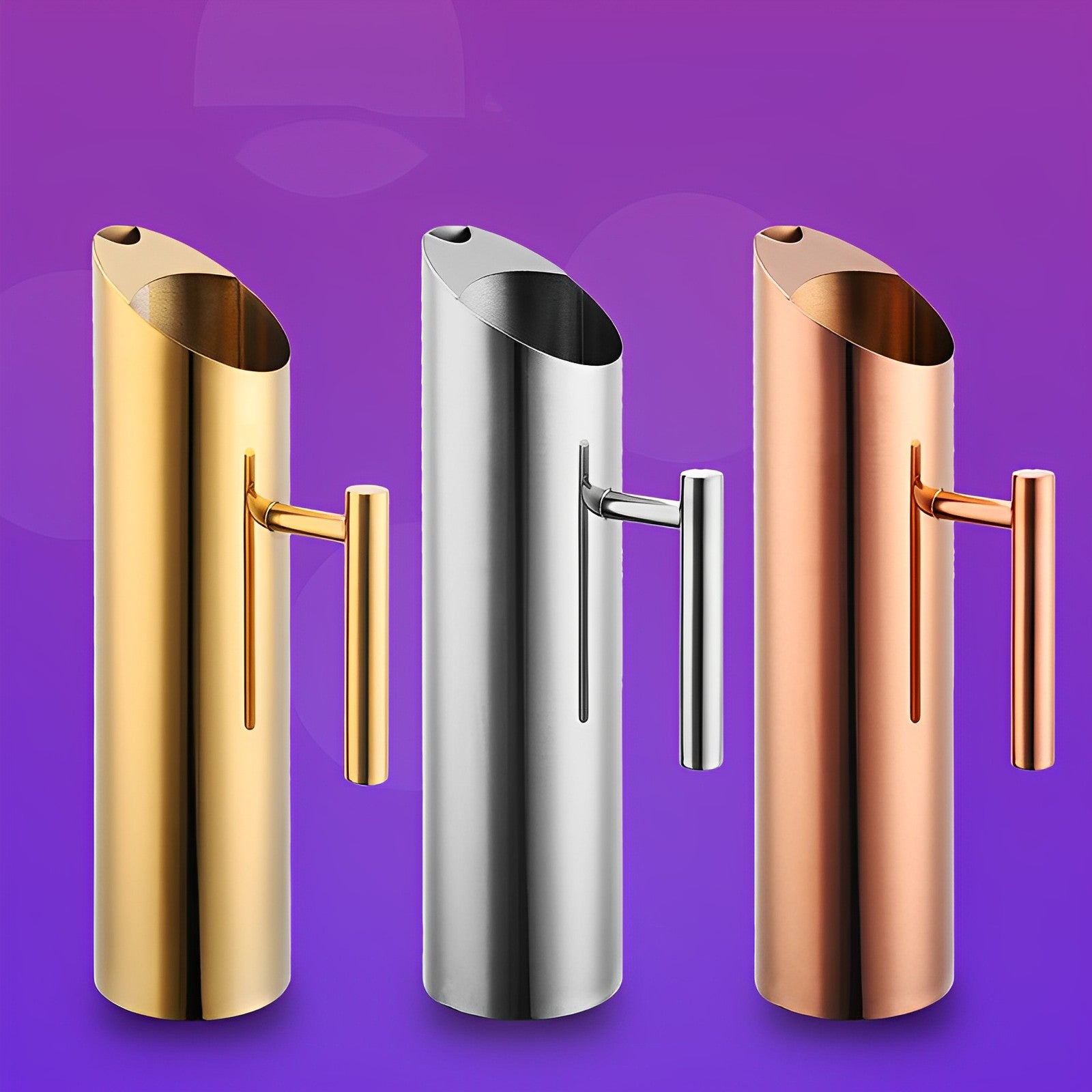 3 Stainless Steel Water Pitchers in Gold, Rose Gold & Silver 