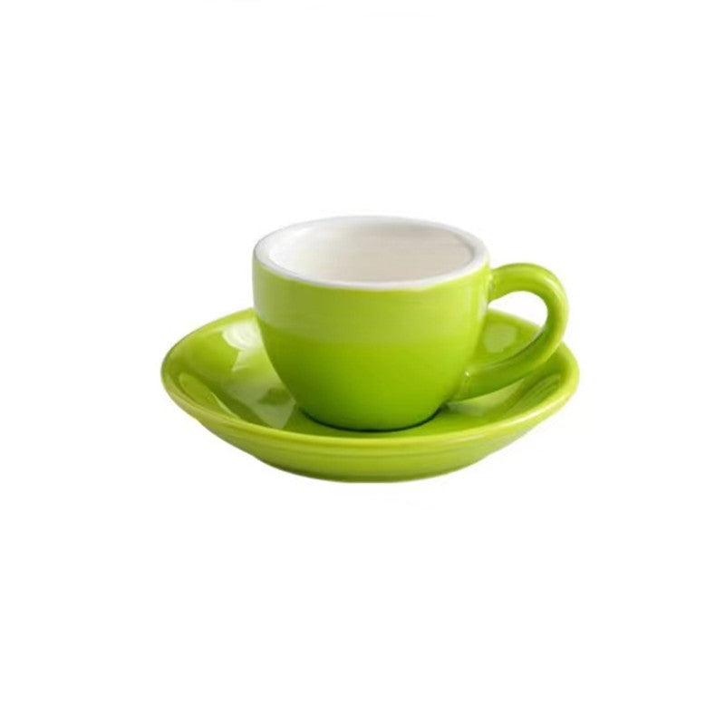 Classic Cafe-Style Espresso Coffee Cup and Saucer Set in lime green.