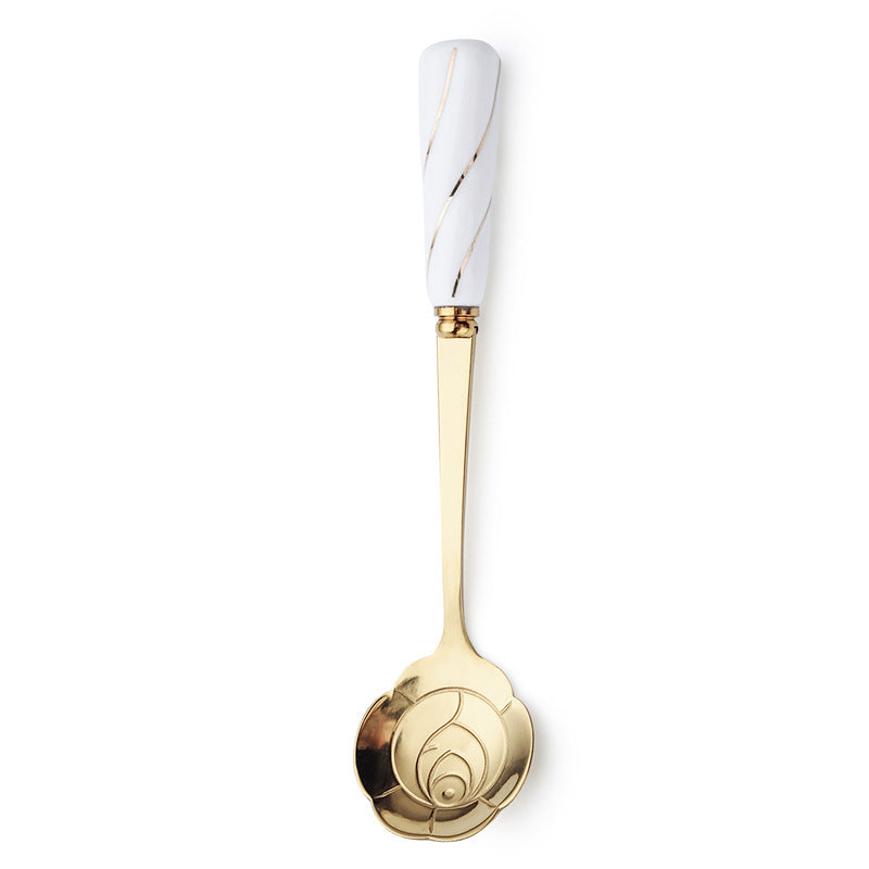 Stainless Steel Flower-shaped Ceramic Handle Spoon 