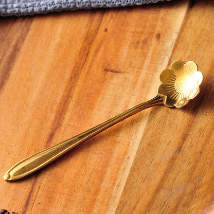 Golden Stainless Steel Coffee Flower-shaped Spoon (Cosmic Daisy)