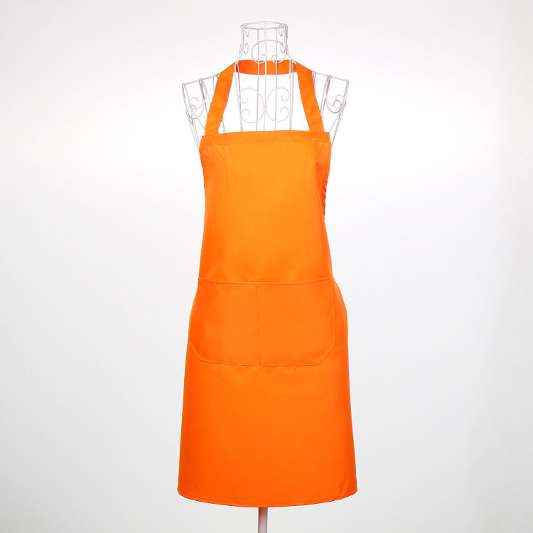 Unisex Halter Neck Apron with Pockets in orange