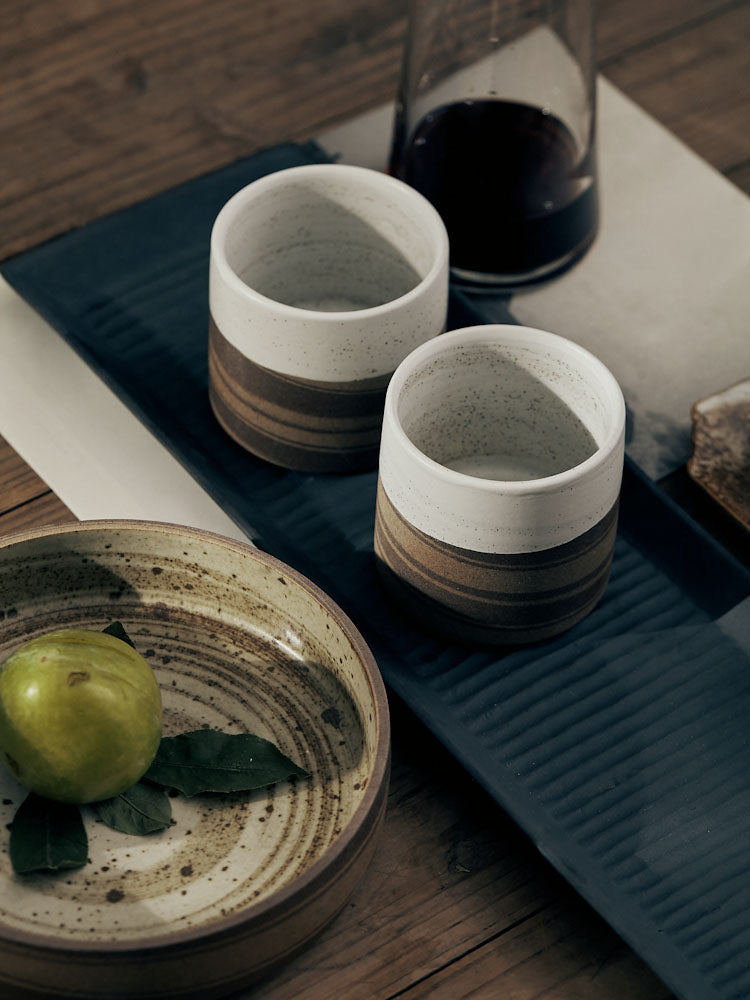 2 Two-Toned Modern Japanese Style Tea Cups.