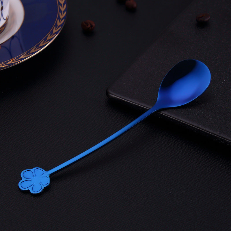 Flower-Shaped Handle Dessert SpoonFlower-Shaped Handle Dessert & Coffee Spoon in blue