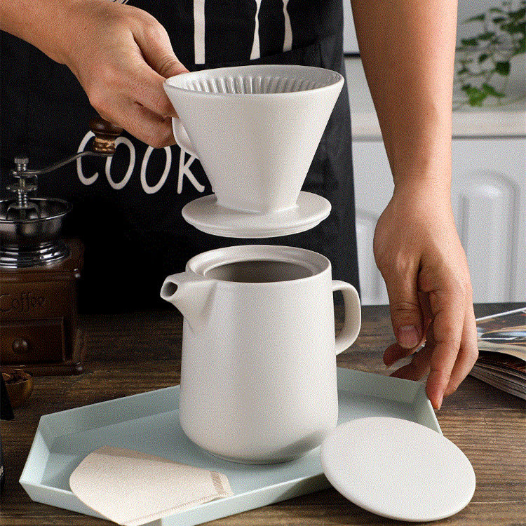 Person using Ceramic Drip Pour Over Coffee Maker 