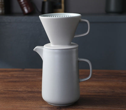  Light Cream Gray Ceramic Drip Pour Over Coffee Maker in 33.81 fl oz (1L) size.