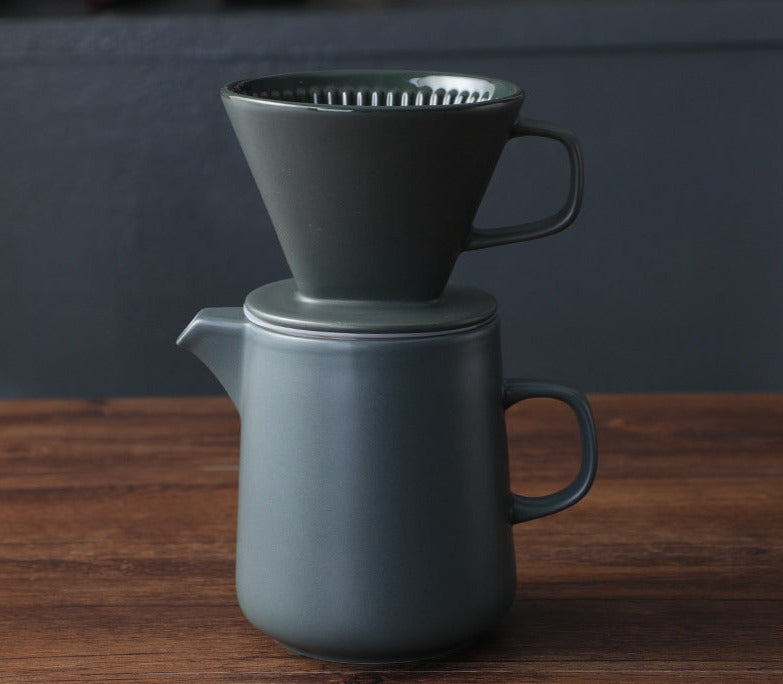 Muted Green Ceramic Drip Pour Over Coffee Maker in 27.05 fl oz (800ml) size.