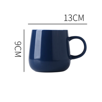 Dark Royal Blue "Keep 'Er Warm" Mug with product dimensions typed out.