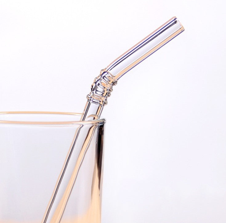 Eco-Friendly Premium Ribbed Glass Drinking Straw in Crystal Clear