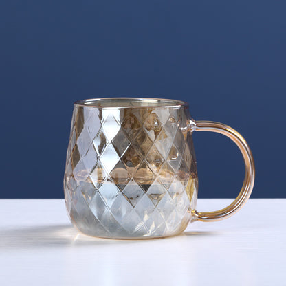 Geometric Diamond-Pattern Glass Mug (11.83 fl oz / 350ml)