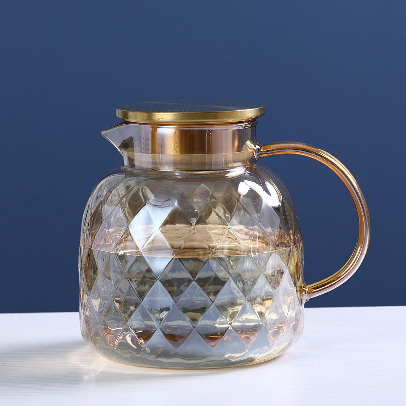 Geometric Diamond-Pattern Glass Pitcher (47.34 fl oz / 1.4L)