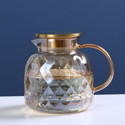 Geometric Diamond-Pattern Glass Pitcher (47.34 fl oz / 1.4L)