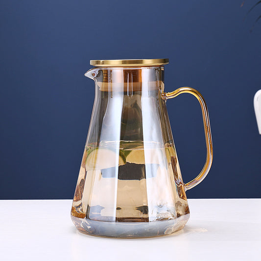 Diamond-Shaped Glass Pitcher in transparent champagne color