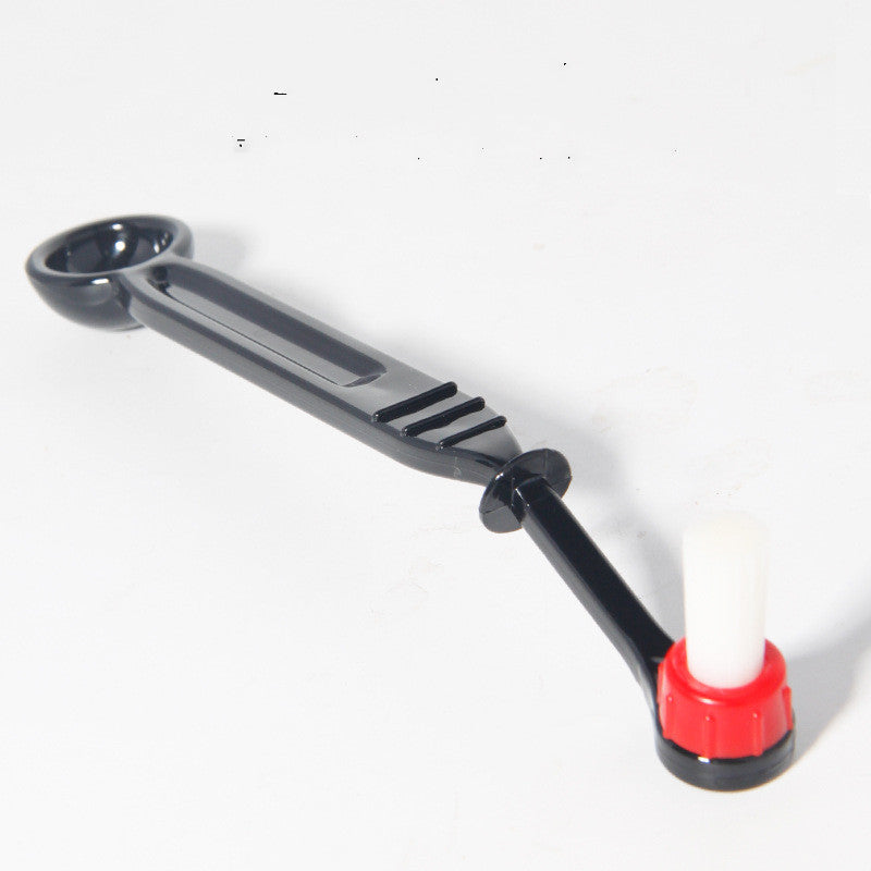 2-In-1 Coffee Machine Brush With Spoon To Dispense Espresso Machine Cleaner in black and red.