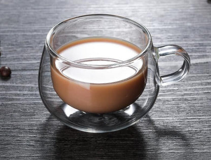 Small Clear Double-Walled Glass Coffee Cup With Handle