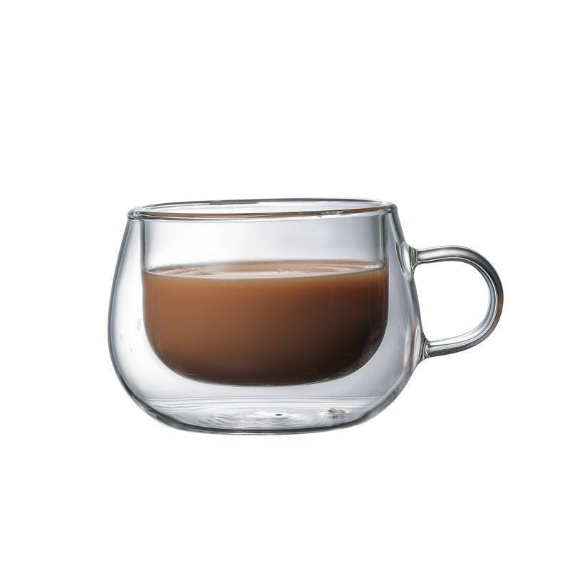 Small Clear Double-Walled Glass Coffee Cup With Handle