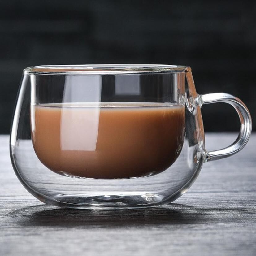 Small Clear Double-Walled Glass Coffee Cup With Handle