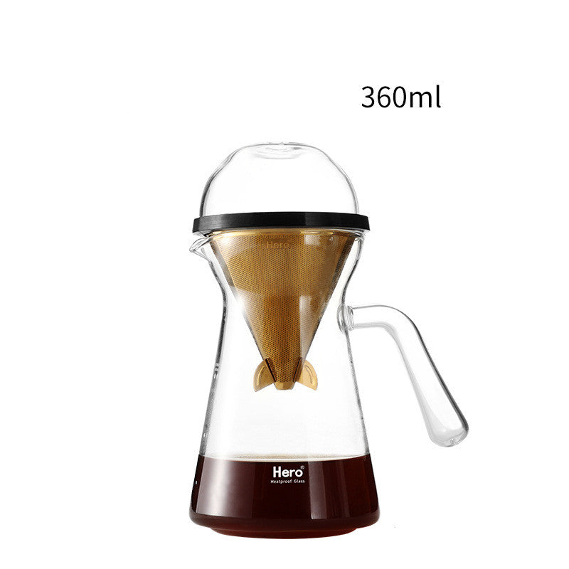 Hero Glass Pour Over Coffee Maker with Bronze Gold Color Stainless Steel Filter