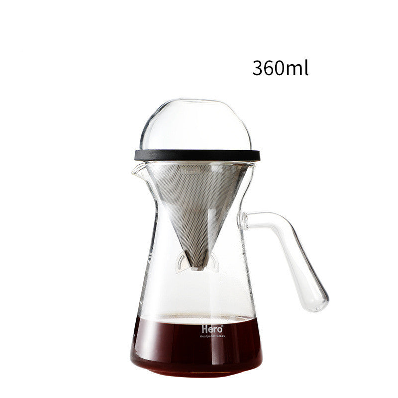 Hero Glass Pour Over Coffee Maker with silver Stainless Steel Filter