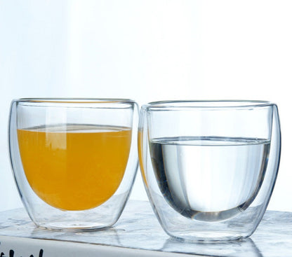 2 Double-Walled Glass Espresso Glasses.