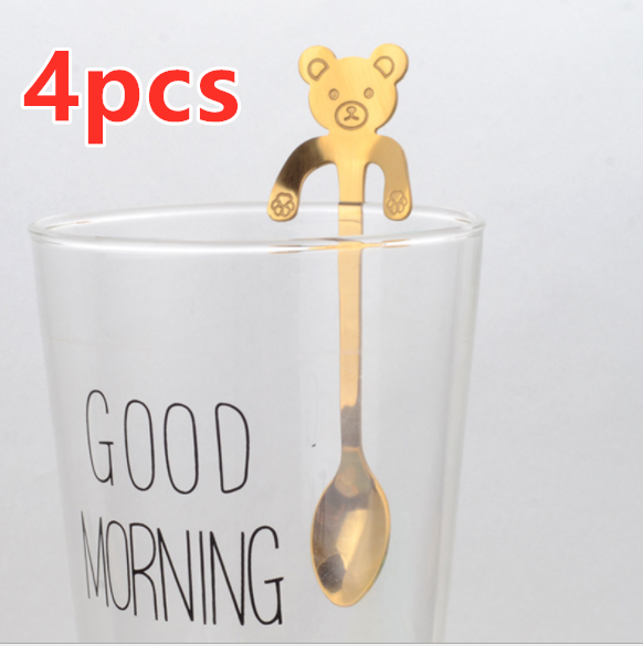 Unique Hanging Bear and Cat Stainless Steel Spoon Sets in Multiple Colors