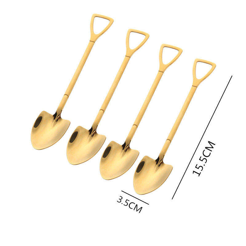 Set of 4 Shovels Coffee Spoons