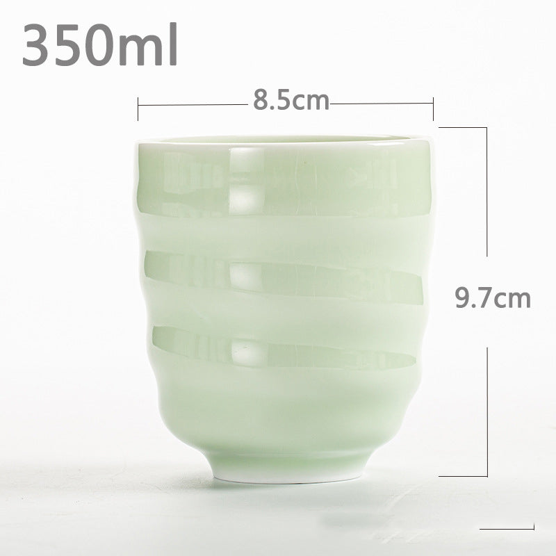 Unique Conical Ribbed Tea Cup in Plum Green C (11.83 fl oz / 350ml)