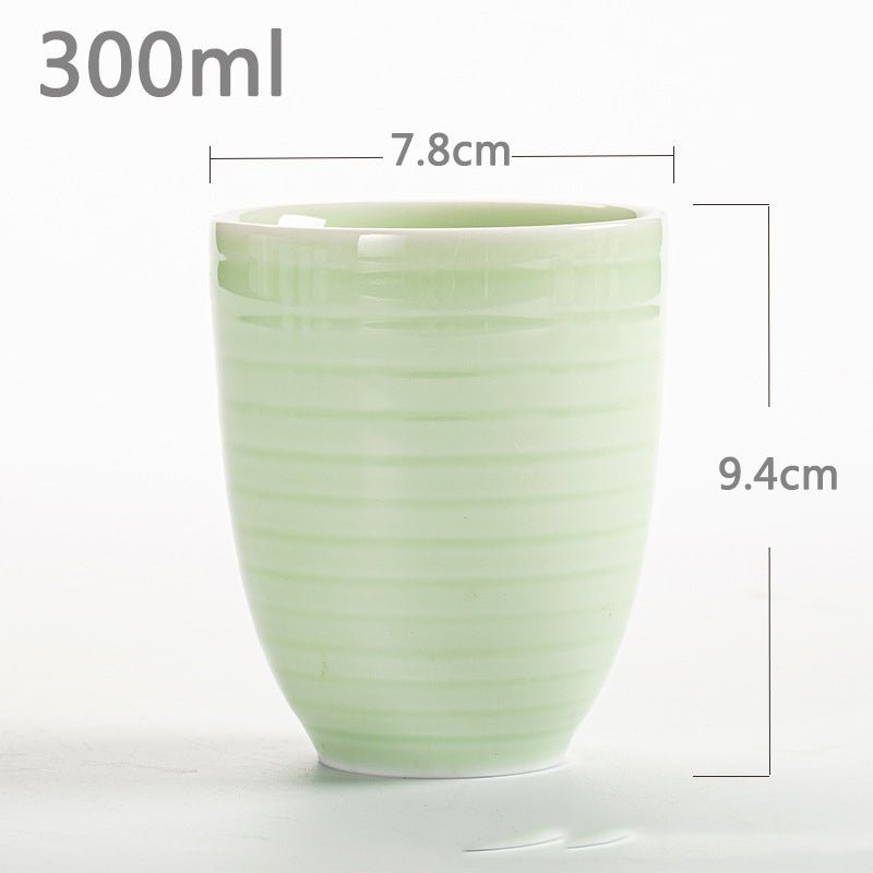 Unique Conical Ribbed Tea Cup in Plum Green B (10.14 fl oz / 300ml)