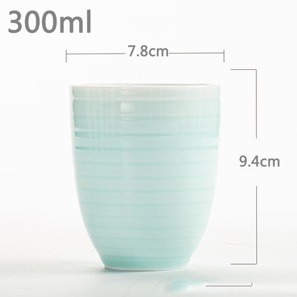 Unique Conical Ribbed Tea Cup in Clear Aqua B (10.14 fl oz / 300ml)