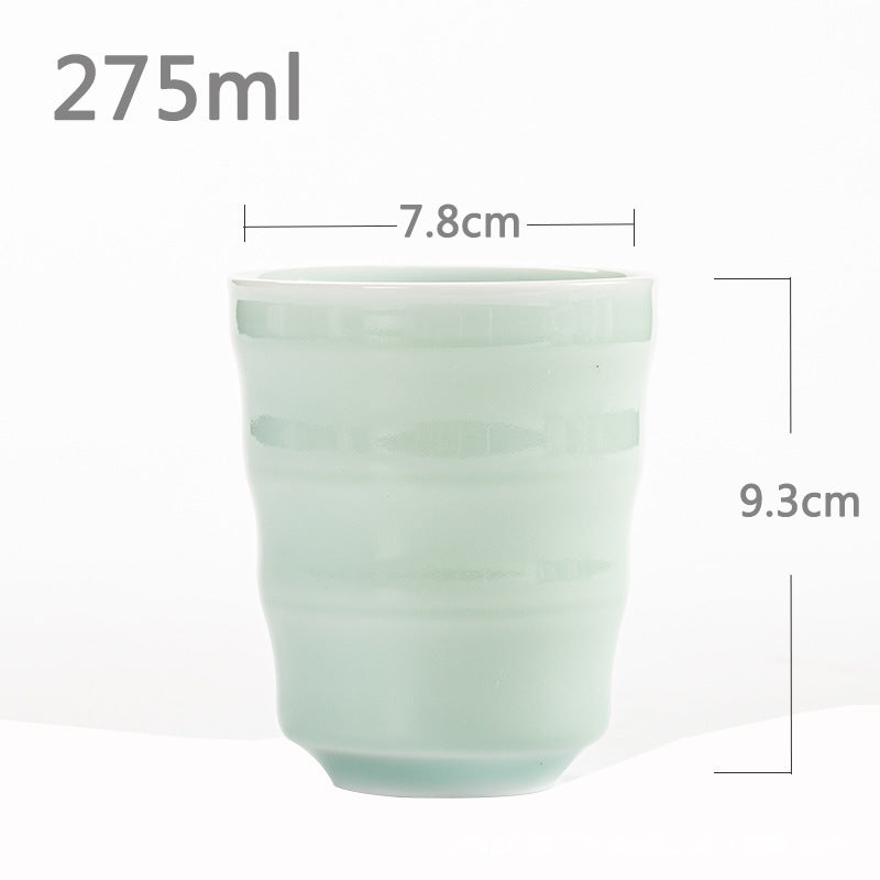 Unique Conical Ribbed Tea Cup in Clear Aqua A (9.30 fl oz / 275 ml)