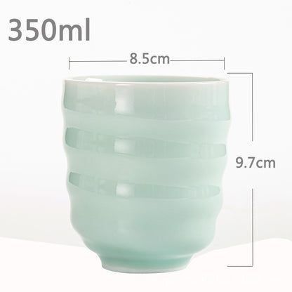 Unique Conical Ribbed Tea Cup in Clear Aqua C (11.83 fl oz / 350ml)