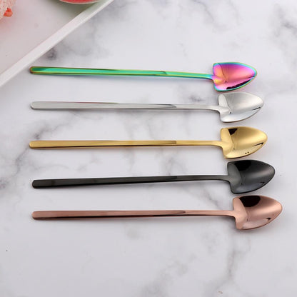 Set of 5 Long Coffee Shovel Spoons in Assorted Colors