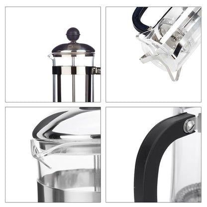 MiniBrew Stainless Steel French Pressfrom 4 different angles.