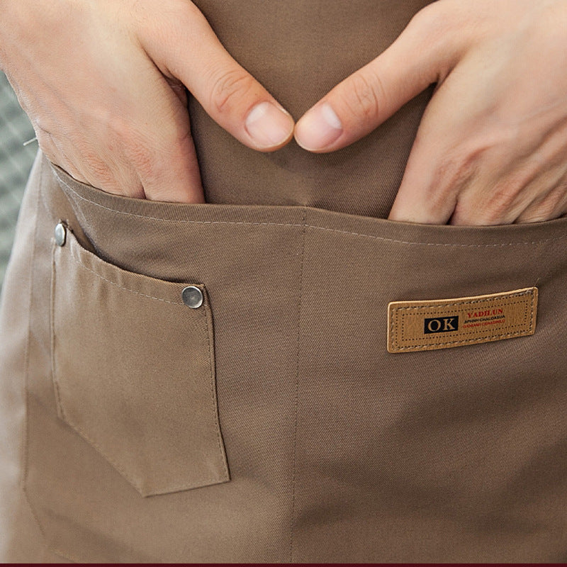 Pockets of High-Quality Cotton Barista Apron Beige Brown