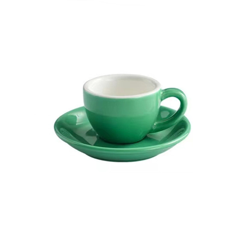 Classic Cafe-Style Espresso Coffee Cup and Saucer Set in green