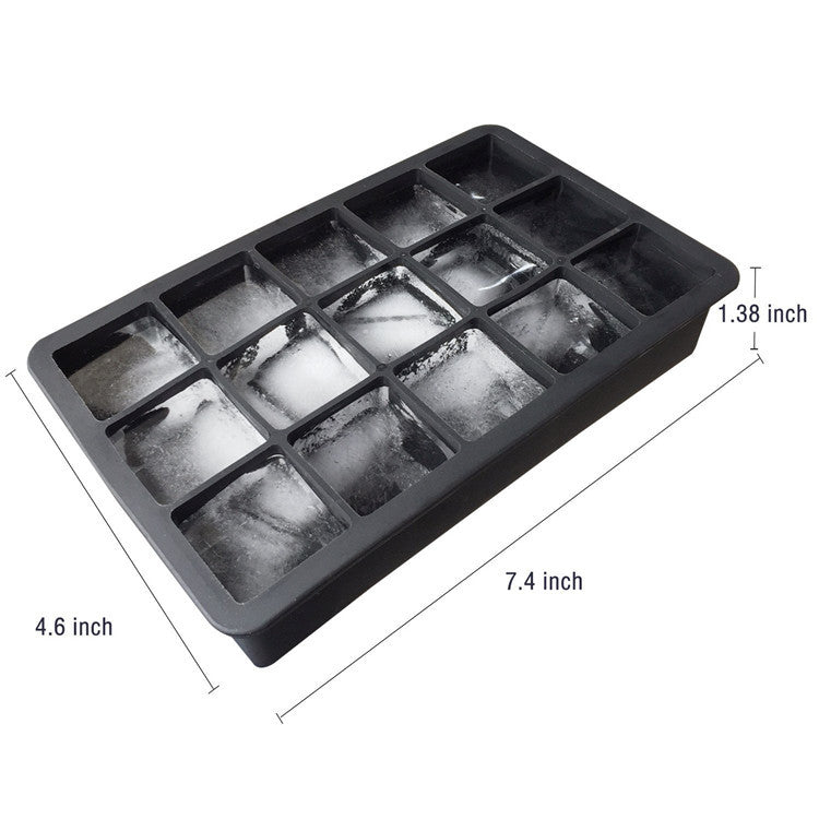 15 cube premium silicone ice cube tray with dimensions type on the page