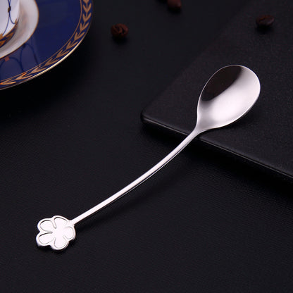 Flower-Shaped Handle Dessert SpoonFlower-Shaped Handle Dessert & Coffee Spoon in silver