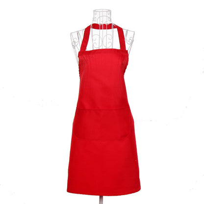 Unisex Halter Neck Apron with Pockets in red