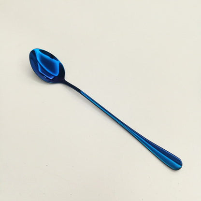 Stainless Steel Dessert and Table Spoon in Blue in Style A (Bigger Spoon Shape)