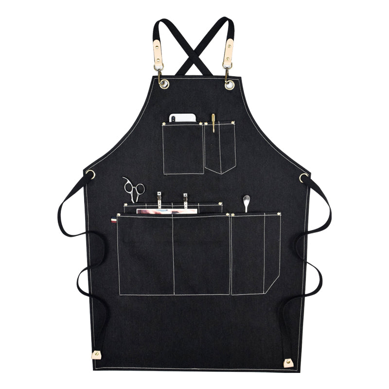 Trendy Cross-Strap Canvas Barista Apron | Available 6 Colors | Plenty of Pockets