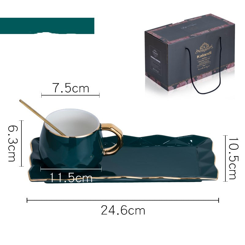 Enchanting Emerald Green Dream Mug Set with Spoon and Plate