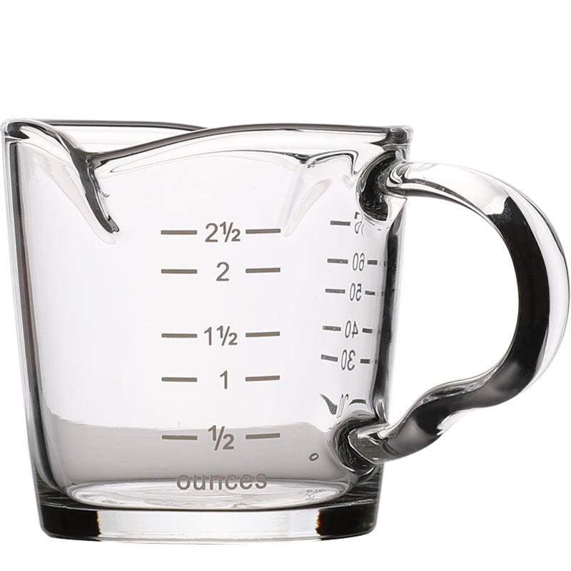 Crop 70ml Heat Resistant Double Spout Glass Coffee Measuring Cups