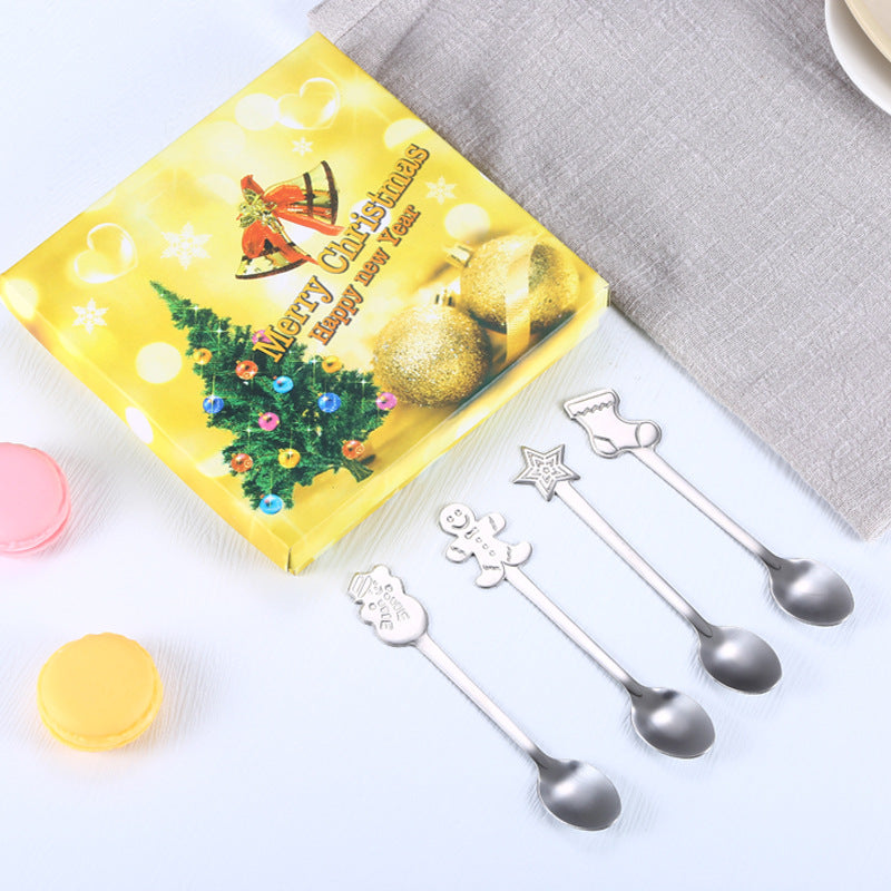 Christmas-Themed Stainless Steel Spoon Set